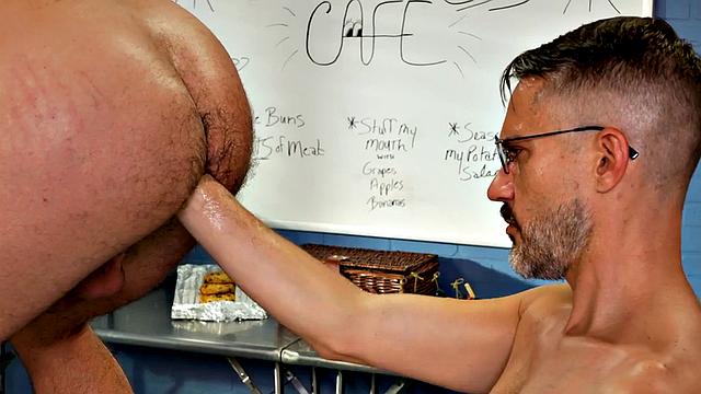 Fisted gaydaddy rimmed over hairy ass before fistfucked