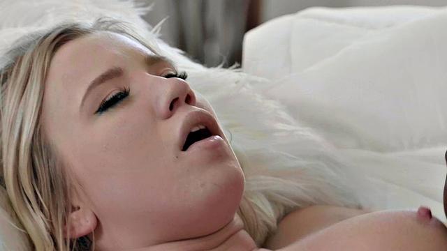 Blonde teen gets her pussy licked in the bathroom before getting pounded by a BBC