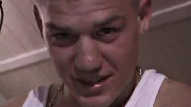 Not content with sitting while he jacks off, Lance teases the neighbors by standing on the roof outside his bedroom window to give everyone a show. Then he finishes by blowing his cum load onto the floor of his bedroom.