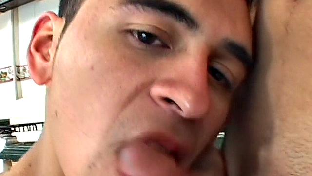 Doggystyled Latin gay fucked in asshole and on ass