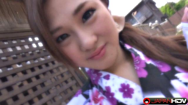 kimono seduction with maki horiguchi teases before the action starts