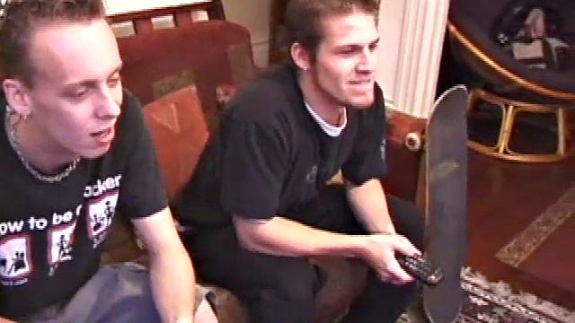 After critiquing the girls on a porn video for awhile, skater boys Roar and Alex find their hands in their pants as they watch.