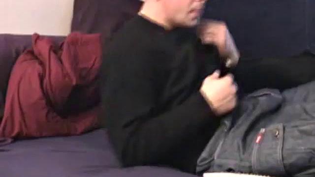 The always horny Bradley Shaw is kicked back on the couch in baggy jeans, dark sweater, and knit cap. When he pulls off the sweater and pants, out comes his cock.