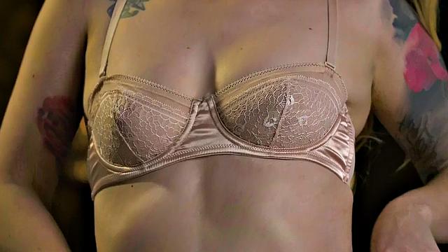 Blonde with curly hair gets naughty in lingerie & panties before bedtime