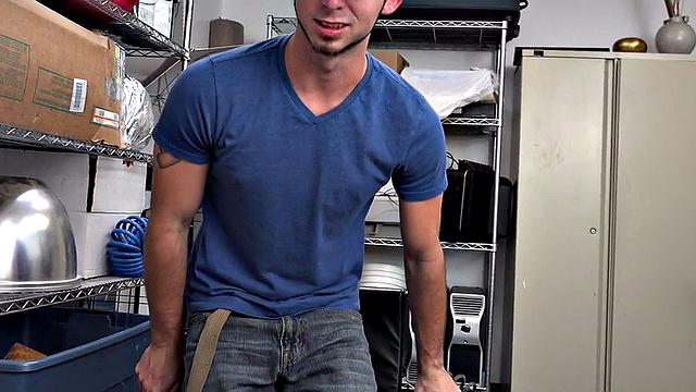 Shy white guy fucked by BBC in office