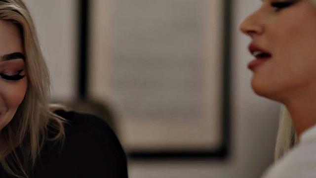 Lingerie babe licks and fucks cunt of bosomy MILF