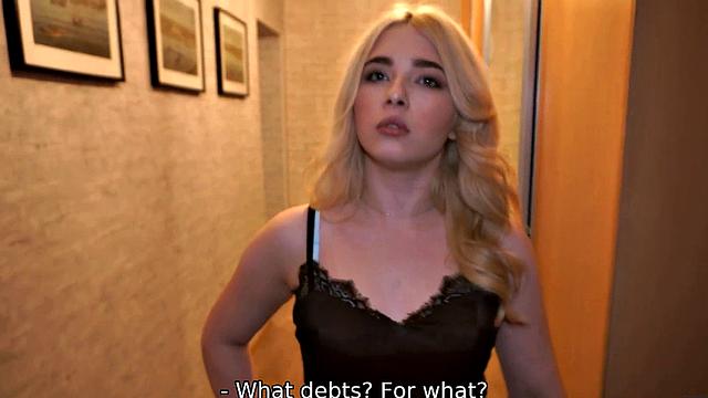 Debt4K. Sweet Hairdresser Doesn'T Have Cash So Clolector Impales Her.