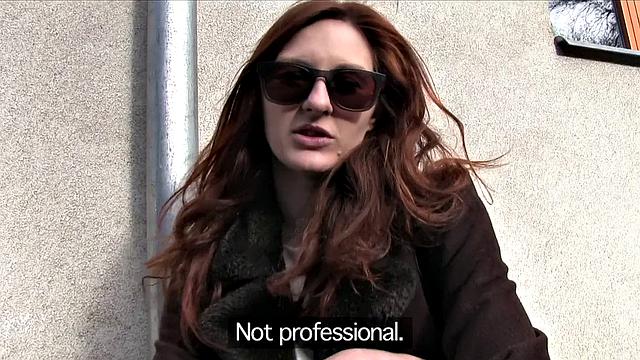 Horny redhead fucked outdoors