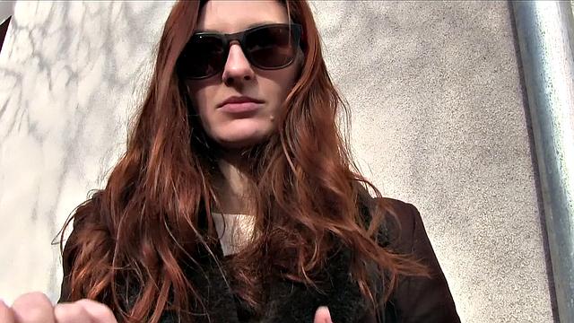 Horny redhead fucked outdoors