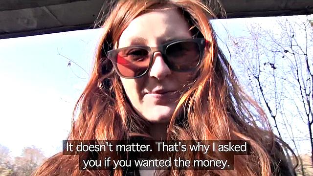 Horny redhead fucked outdoors