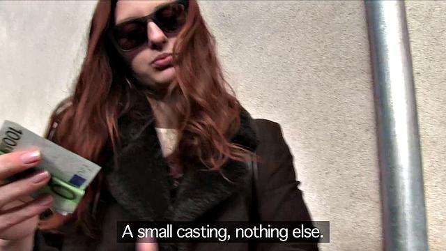 Horny redhead fucked outdoors