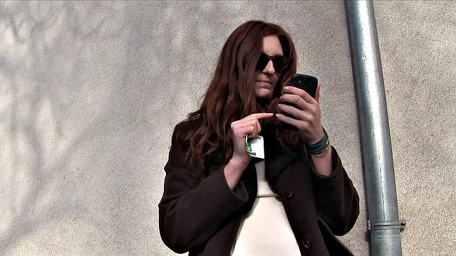 Horny redhead fucked outdoors