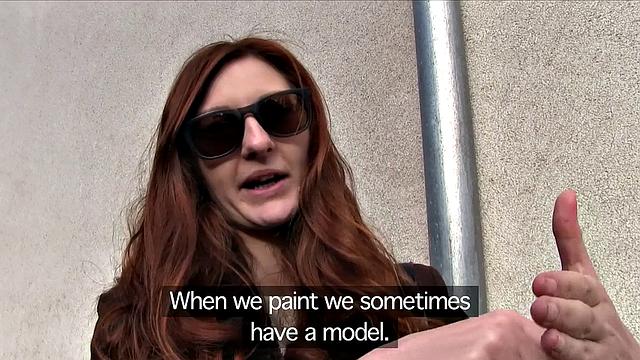 Horny redhead fucked outdoors