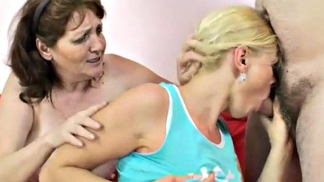 Horny threeway with a teen and old man