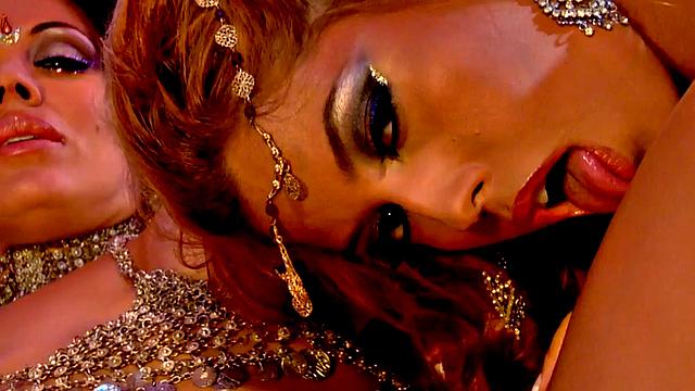 Hot busty babes kiss and lick each other's pussies in lingerie