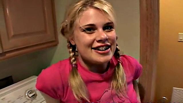 Little Summer Fingering Pussy Closeup in the laundry