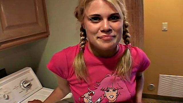 Little Summer Fingering Pussy Closeup in the laundry