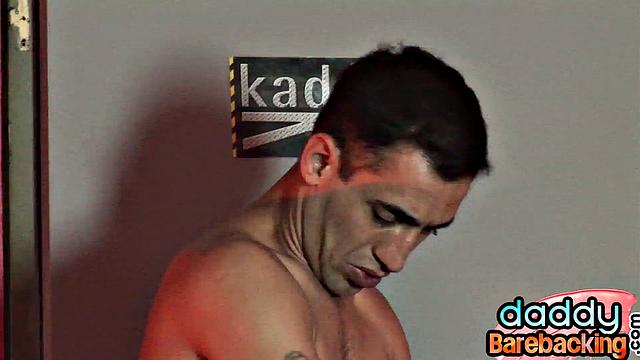 Throatfucking jock bottomed by mature