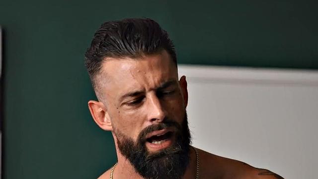 Cleaning busty MILF in gloves pussyfucked in 3way