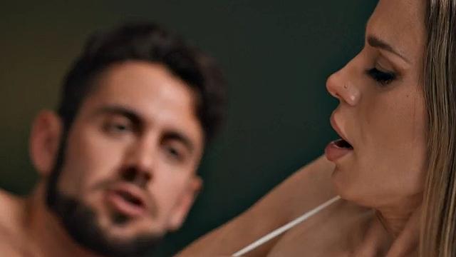 Cleaning busty MILF in gloves pussyfucked in 3way