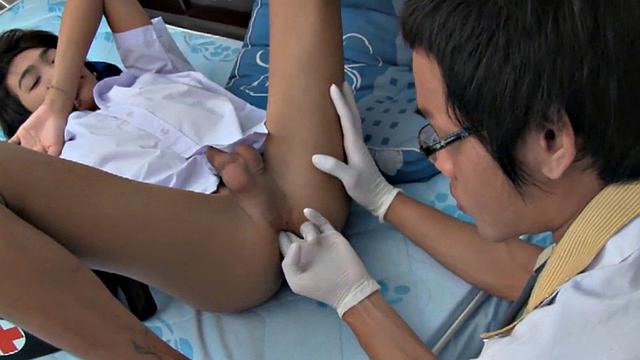 Rimjob during first aid course with asian twunk