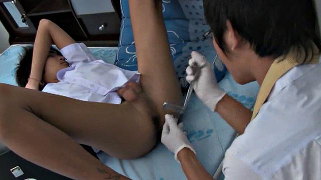 Rimjob during first aid course with asian twunk