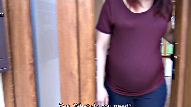 DEBT4k. Collector and pregnant debtor find quick sex.