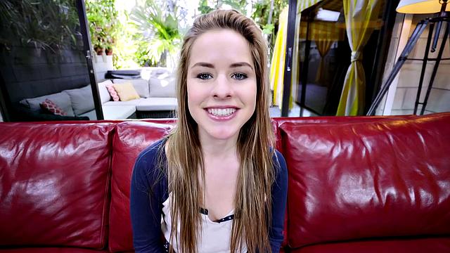 A bald babe with small tits and a pierced pussy take a massive dick in POV doggystyle