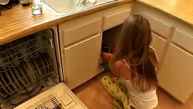 Little April pleasures herself with toy while showing off her brown hair and bald pussy