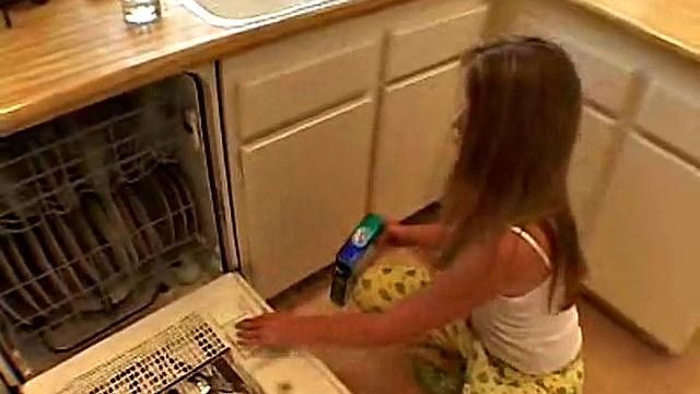 Little April pleasures herself with toy while showing off her brown hair and bald pussy