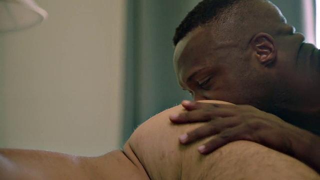 Taboo Black stud licks white stepbro's ass and sucks cock