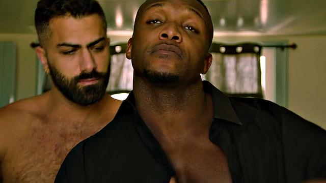 Taboo Black stud licks white stepbro's ass and sucks cock