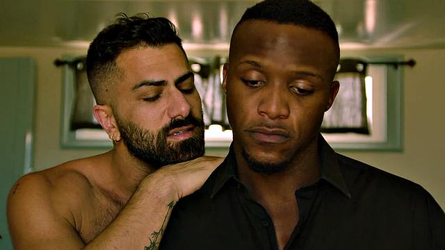 Taboo Black stud licks white stepbro's ass and sucks cock
