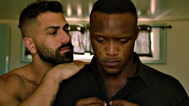 Taboo Black stud licks white stepbro's ass and sucks cock