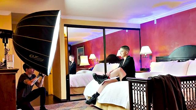 Tattooed teen Mature inked pussyboy gives a sloppy kiss to a stranger in BTS scene