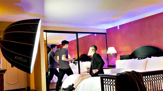 Tattooed teen Mature inked pussyboy gives a sloppy kiss to a stranger in BTS scene