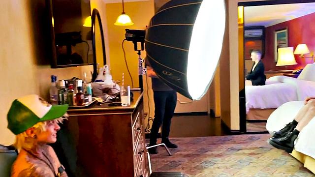 Tattooed teen Mature inked pussyboy gives a sloppy kiss to a stranger in BTS scene