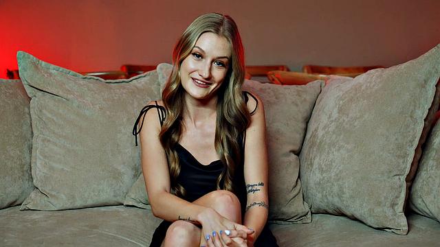 Horny towheaded absorbs manmeat and gets creampied by her beau - a sexy gonzo porn scene!