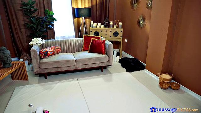 Lesbians share massage and toy